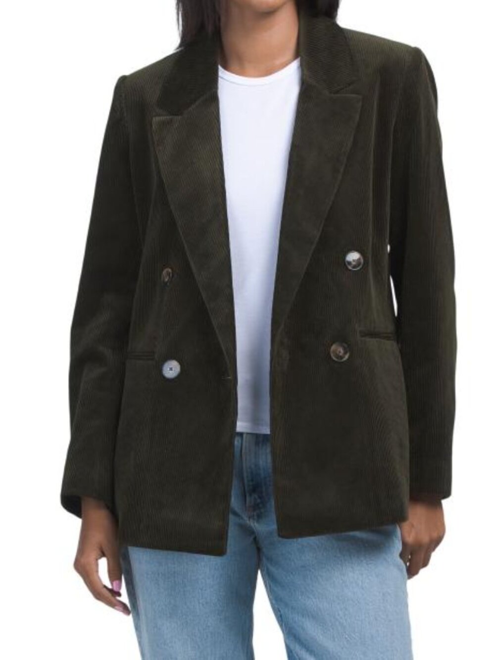 ELIE TAHARI Double Breasted Tailored Corduroy Jacket